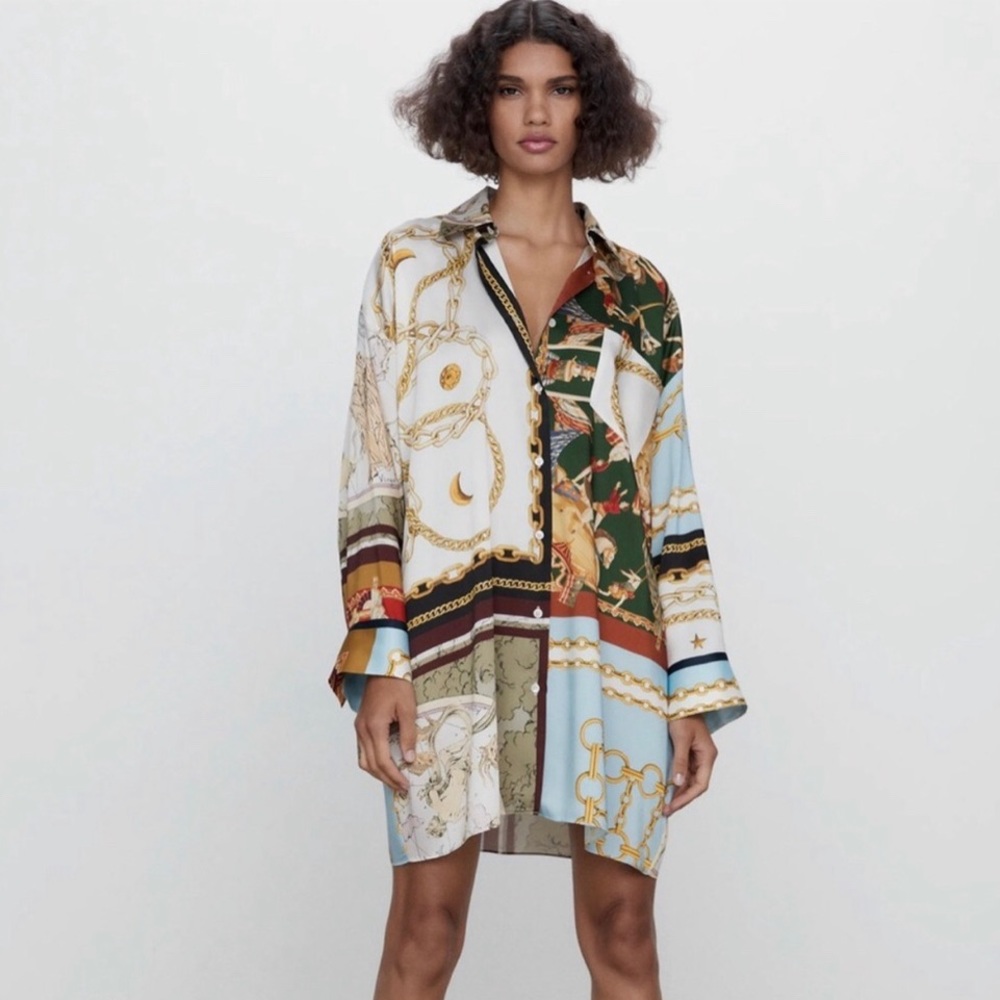 ZARA NWT Oversized Patchwork Shirt S - Picture 5 of 8